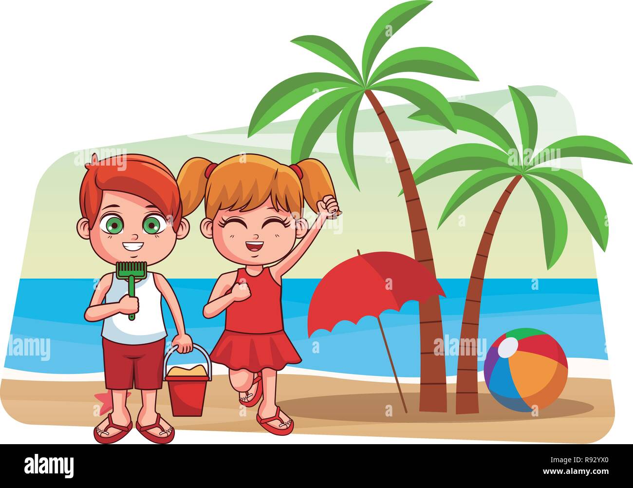 Summer kids cartoon Stock Vector Image & Art - Alamy