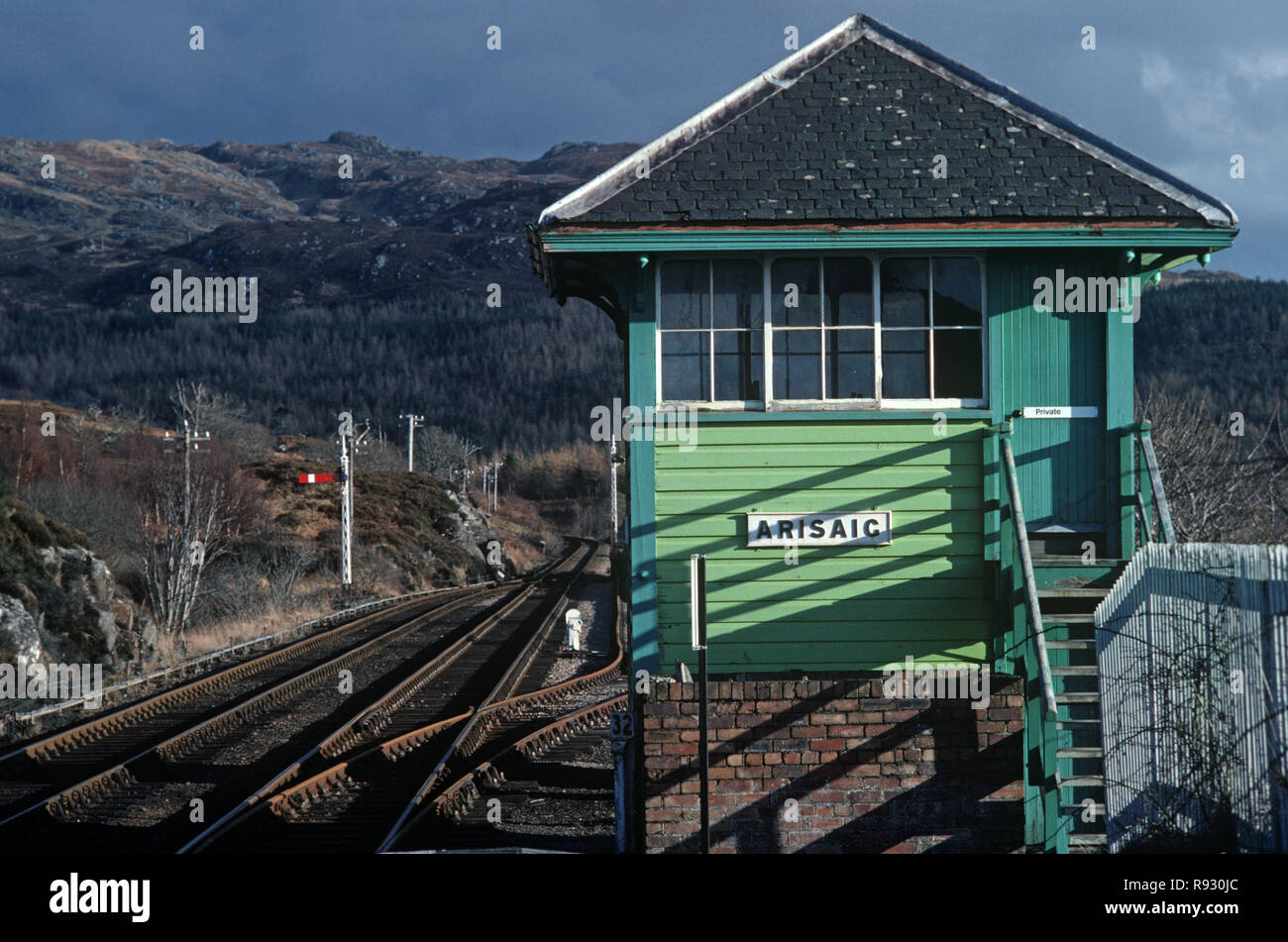 Scotland Signal Box Arisaig signal box on the West Highland Line, Arisaig railway station ...