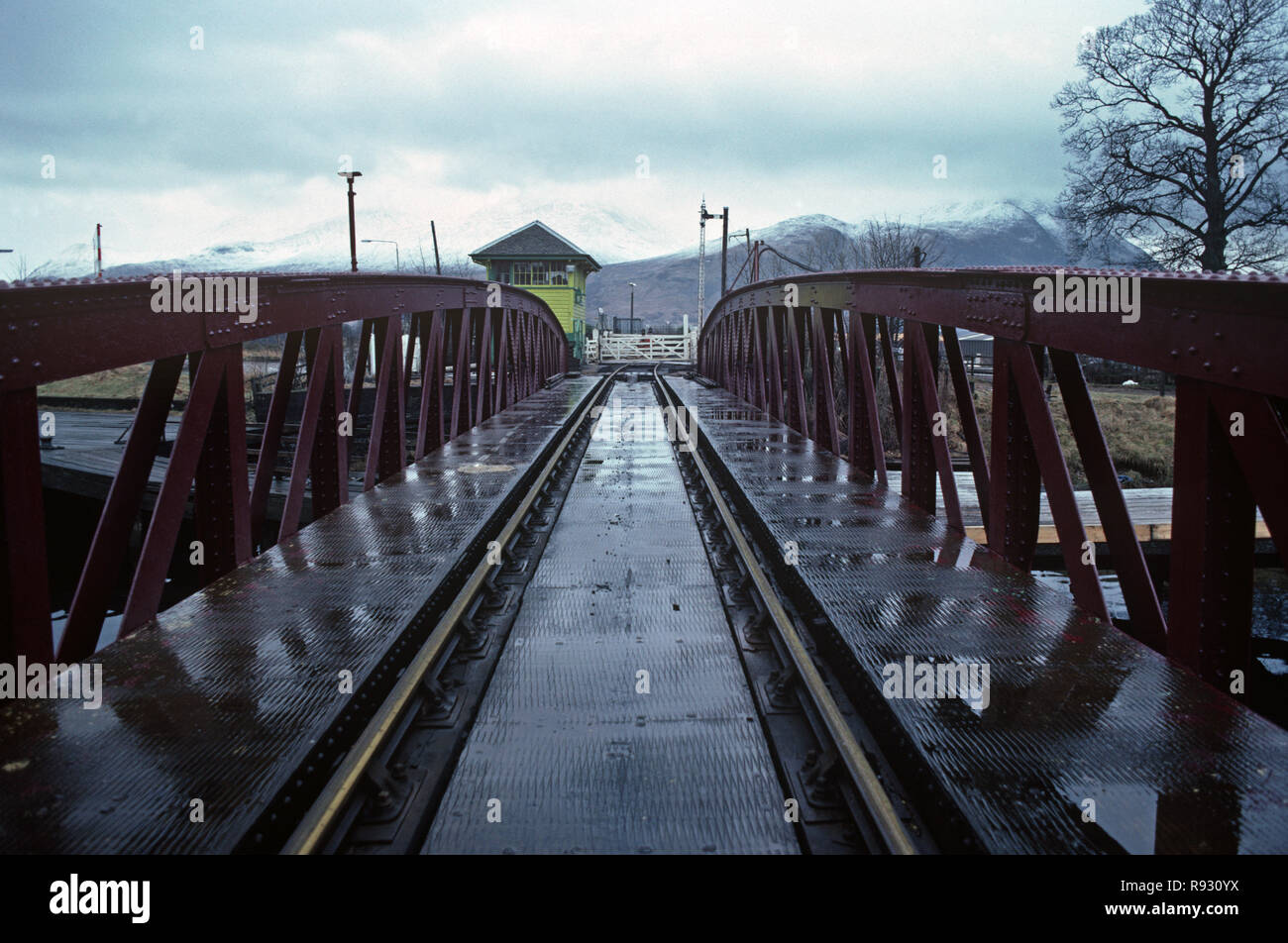 Banavie Railway Swing Bridge Level Crossing Over The Caledonian Canal On The West Highland Line Scotland Stock Photo Alamy