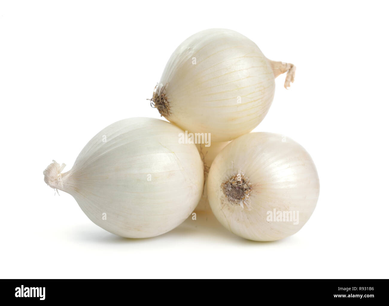 White onion bulbs isolated on white background. Stock Photo