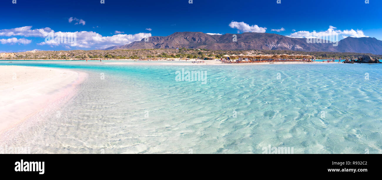 Elafonissi beach on Crete island with azure clear water, Greece, Europe ...