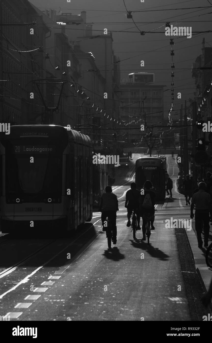 Pedestrian zone city center Black and White Stock Photos & Images - Alamy