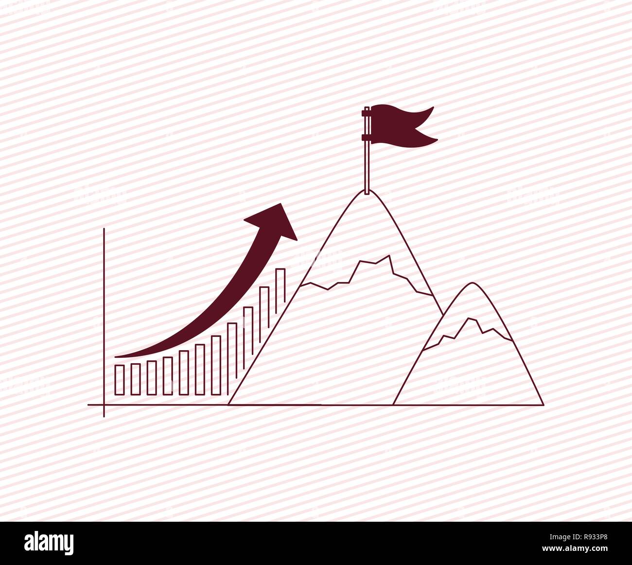 statistics bars with mountains Stock Vector