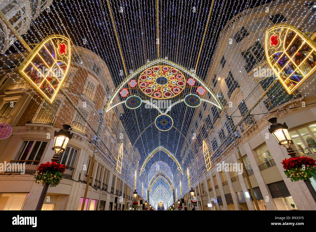 Christmas decorations on Calle Marques de Larios street in the ...