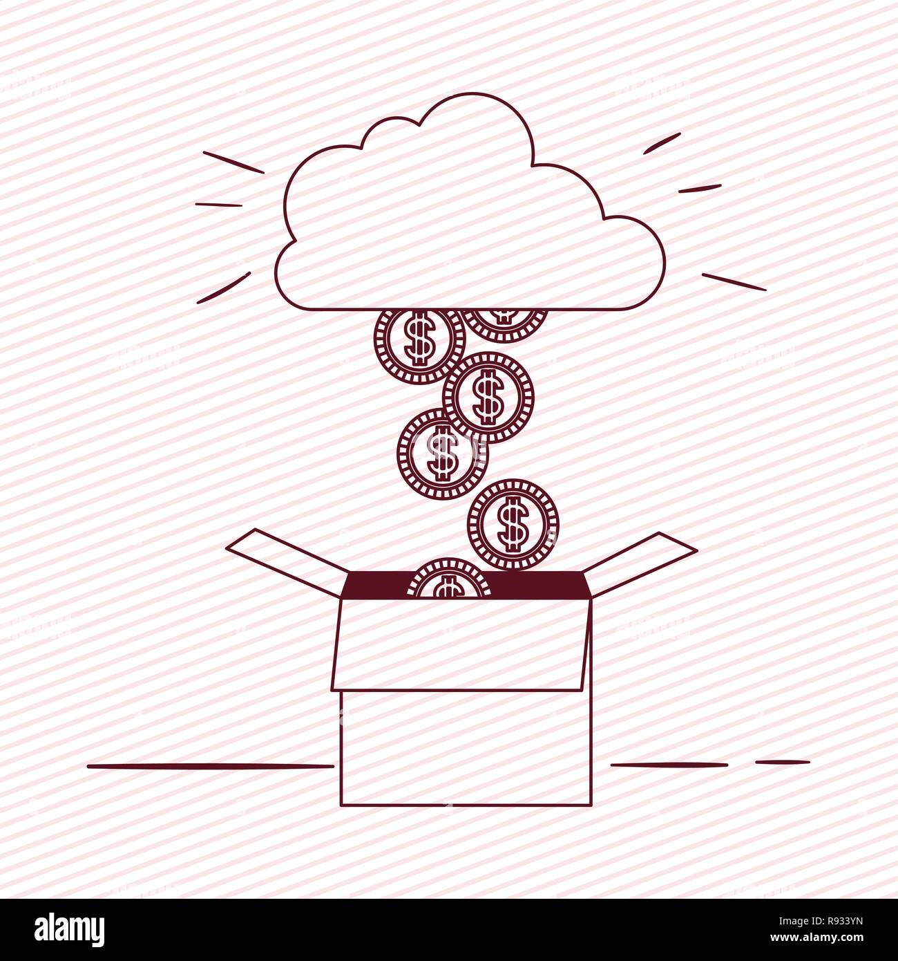 coins cash money with cloud and box Stock Vector Image & Art - Alamy