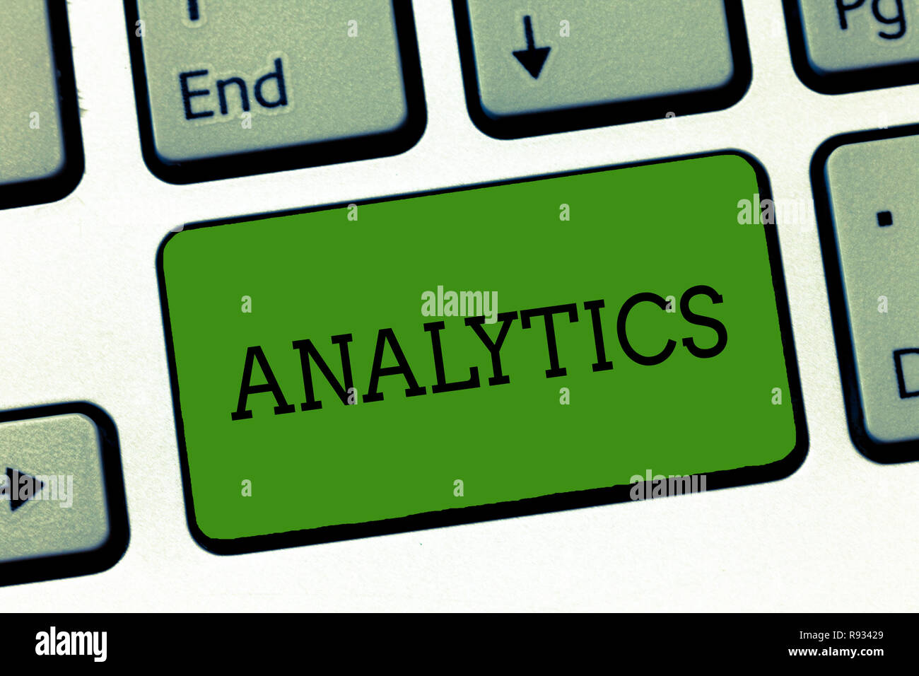 Conceptual hand writing showing Analytics. Business photo showcasing systematic computational analysis of data statistics or infos Keyboard Intention  Stock Photo