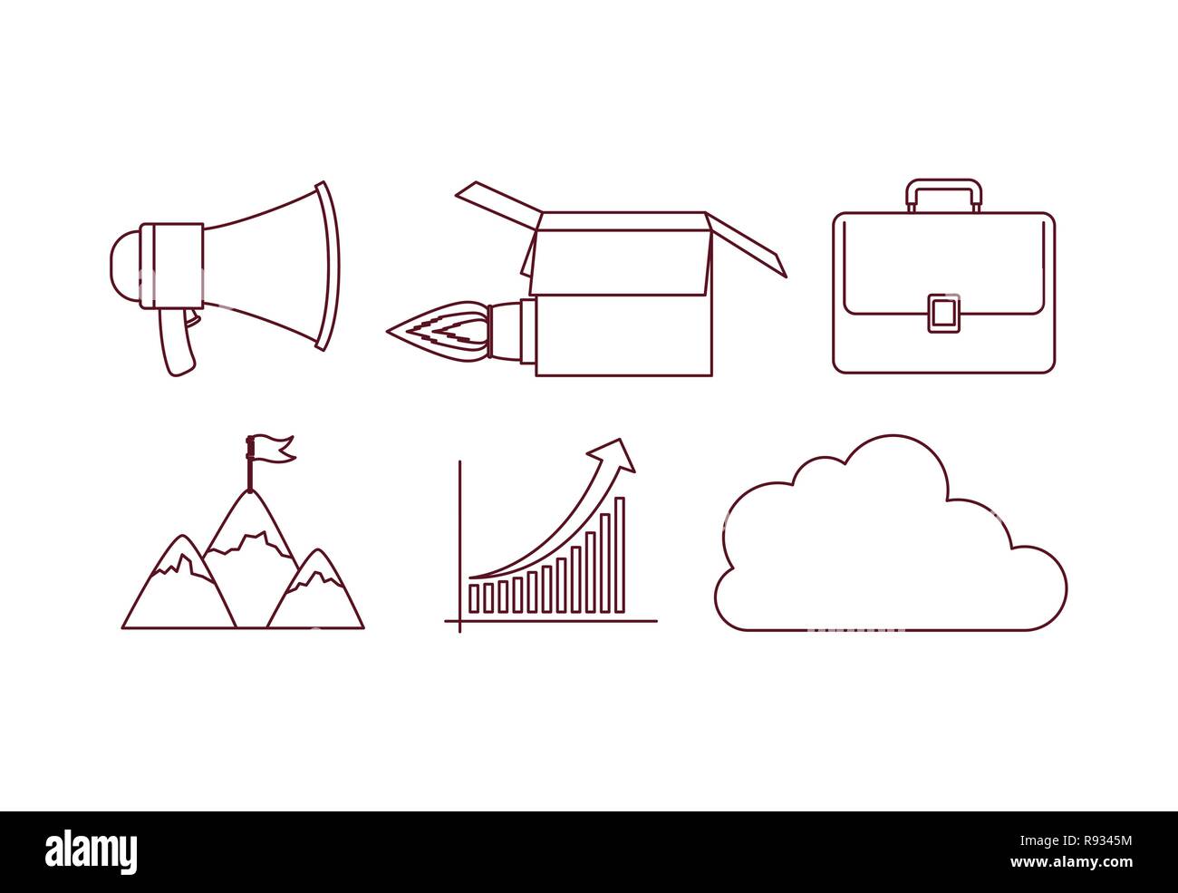 business success set icons Stock Vector