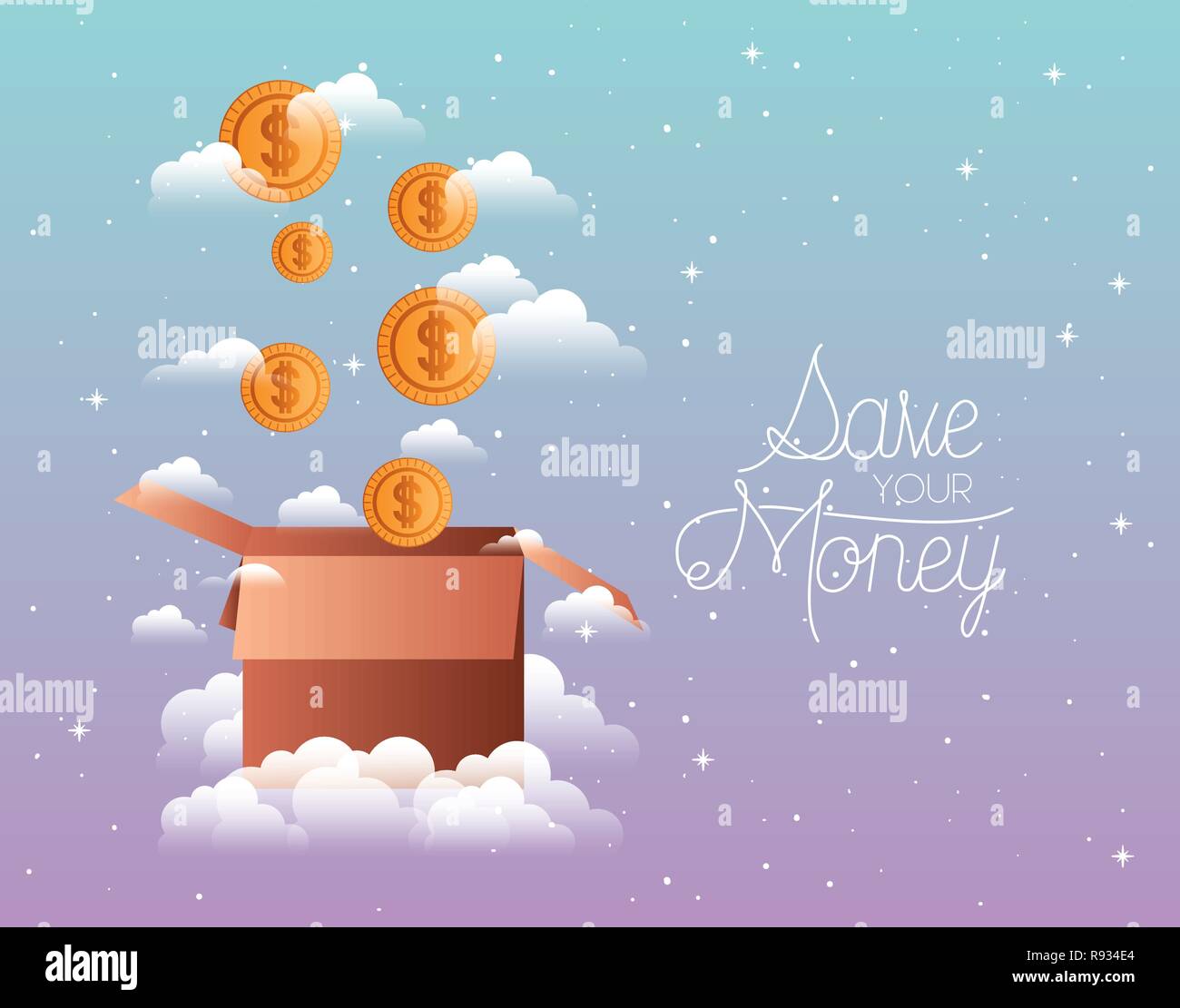 coins cash money with box Stock Vector Image & Art - Alamy