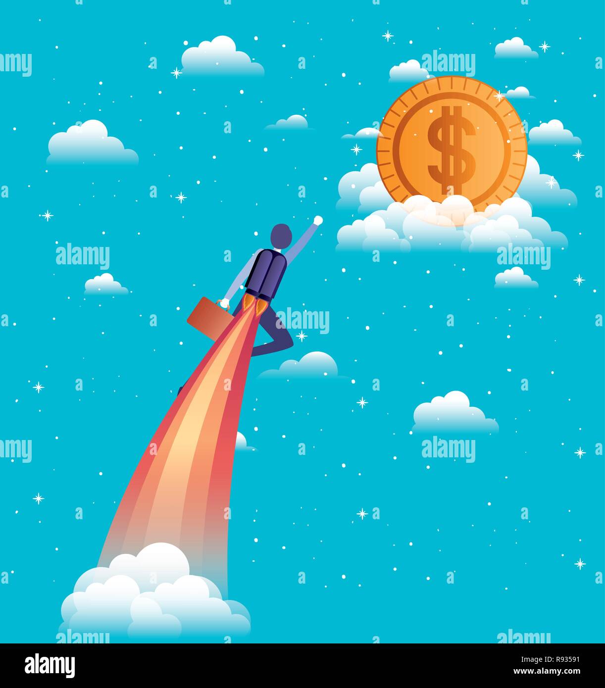 businessman flying in rocket start up Stock Vector Image & Art - Alamy