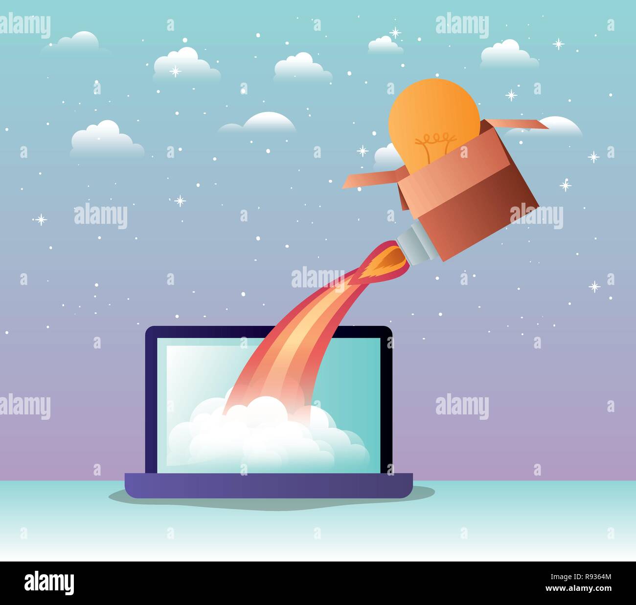 rocket start up with laptop Stock Vector Image & Art - Alamy
