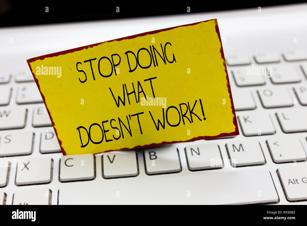 Handwriting text writing Stop Doing What Doesn t not Work. Concept meaning busy does not always mean being Productive. Stock Photo