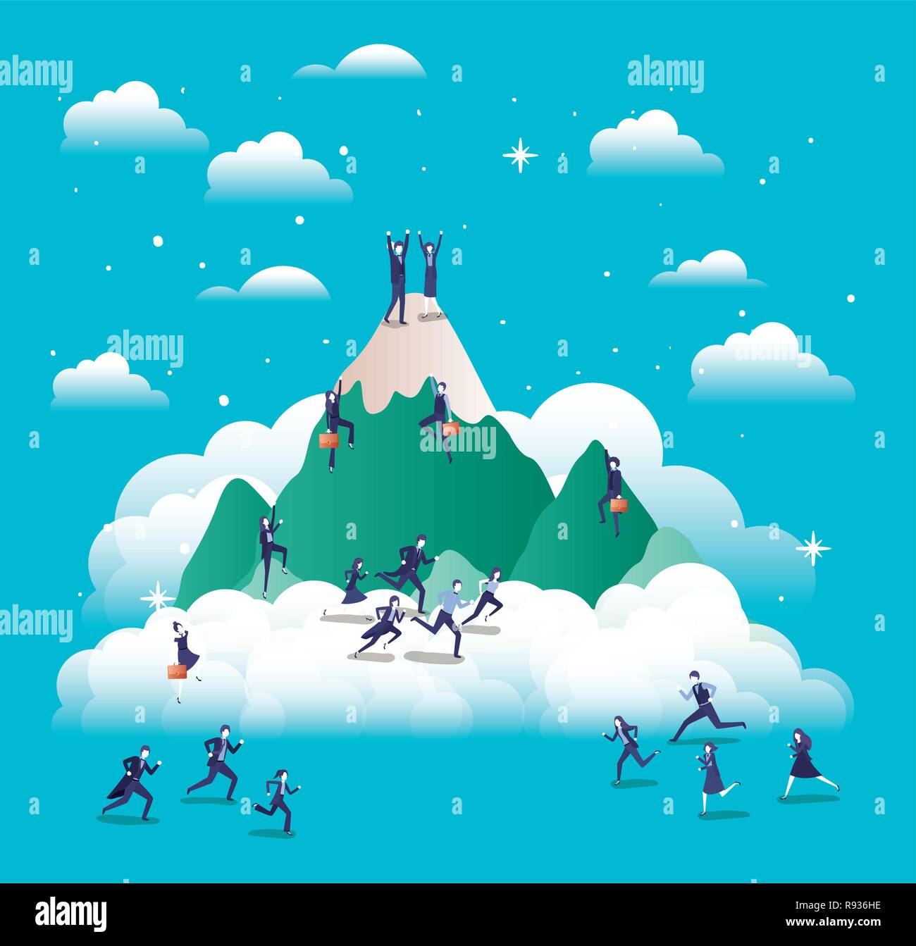 business people in mountains Stock Vector