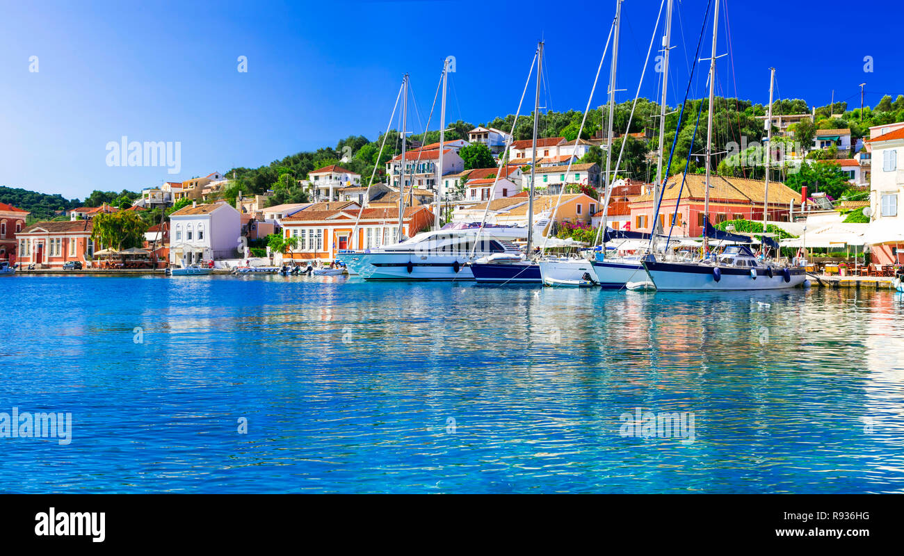 Beautiful Lakka village,Paxos island,Greece. Stock Photo