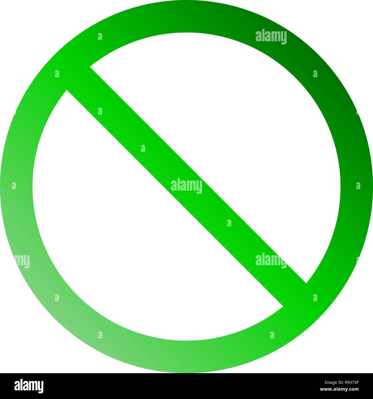 No sign - green thin gradient, isolated - vector illustration Stock Vector