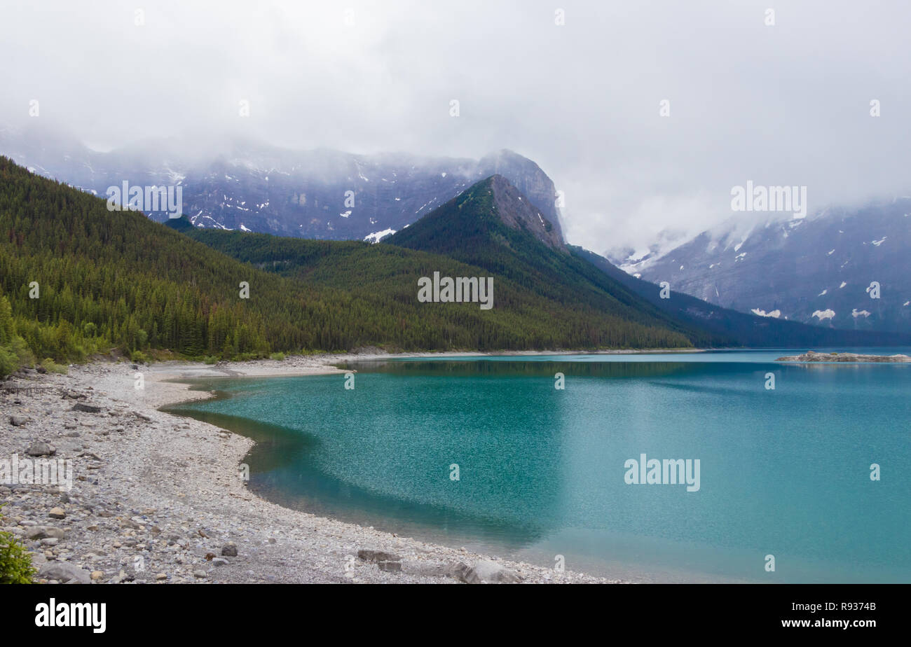 Upper Kananaskis Lake , Alberta, Canada - pure nature and turquoise water located in Peter Lougheed Provincial Park - Canadian landscape Stock Photo