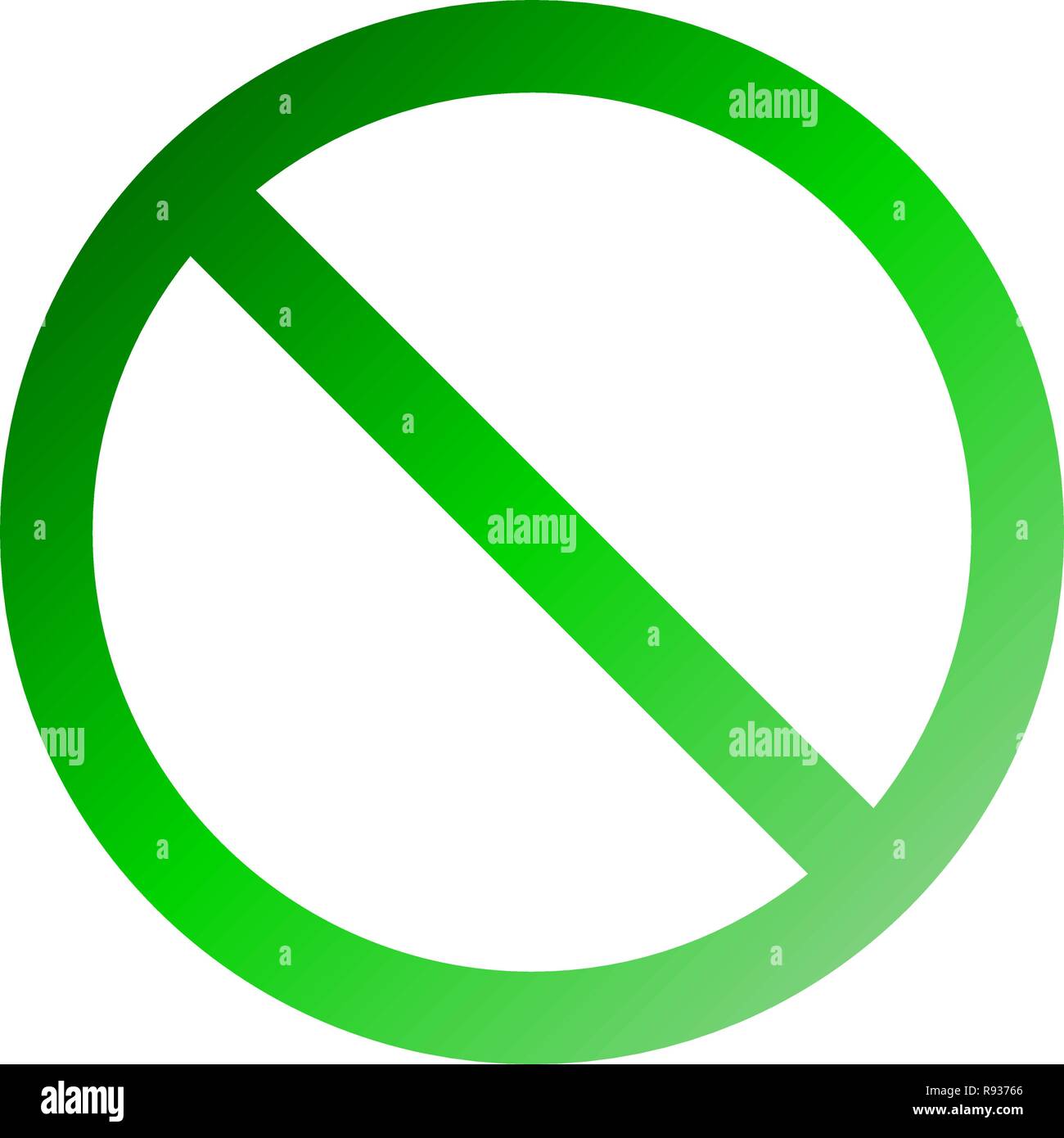No sign - green thin gradient, isolated - vector illustration Stock Vector