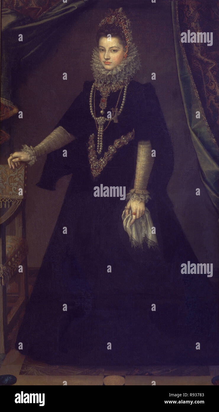 'Infanta Isabella Clara Eugenia', 1599, Oil on canvas, 194,5 x 110 cm. Author: Anguissola, Sofonisba. Location: EMBAJADA ESPAÑOLA. France. Stock Photo