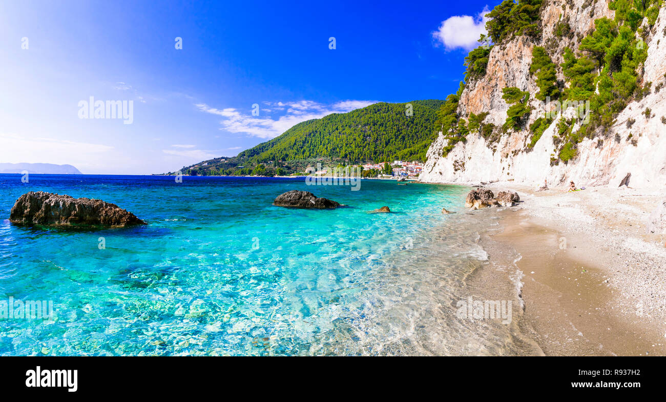 Beautiful Neo Klima village,Skopelos island,Greece. Stock Photo