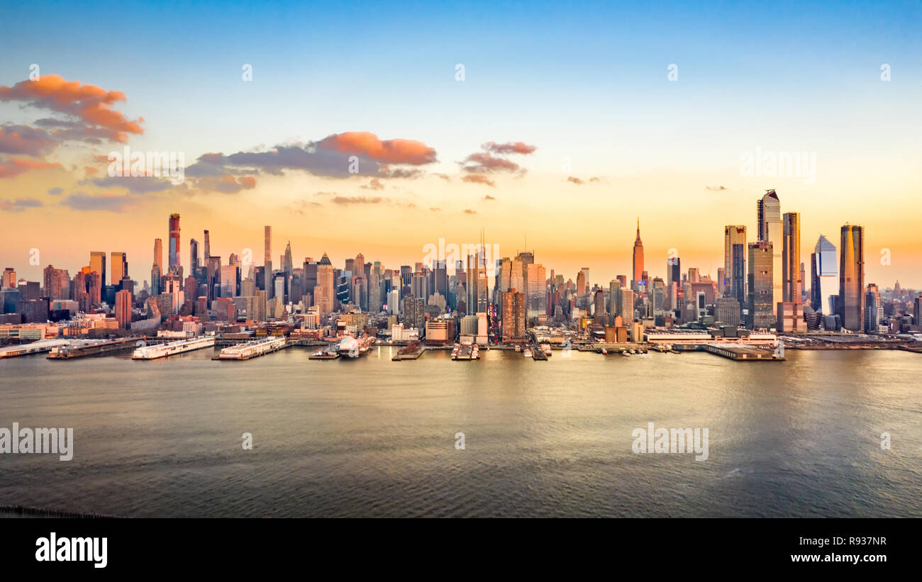 Aerial panoramaof New York skyline Stock Photo