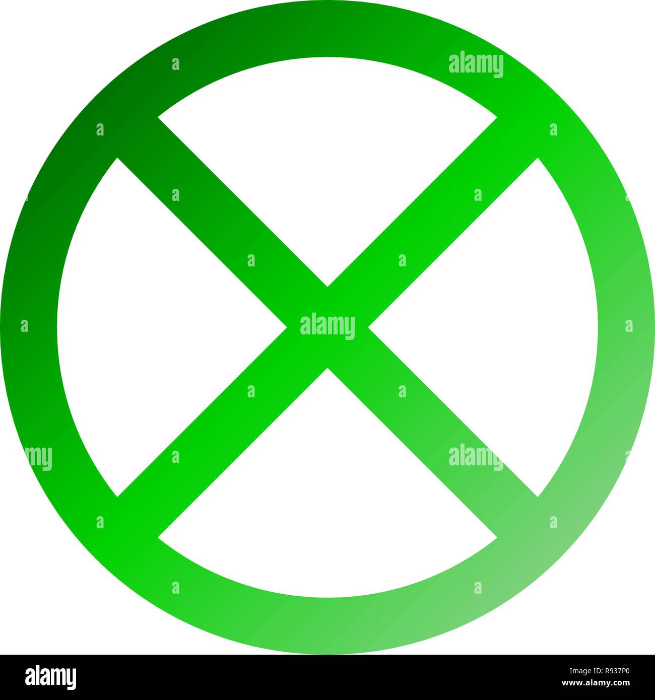 No sign - green thin gradient, isolated - vector illustration Stock Vector