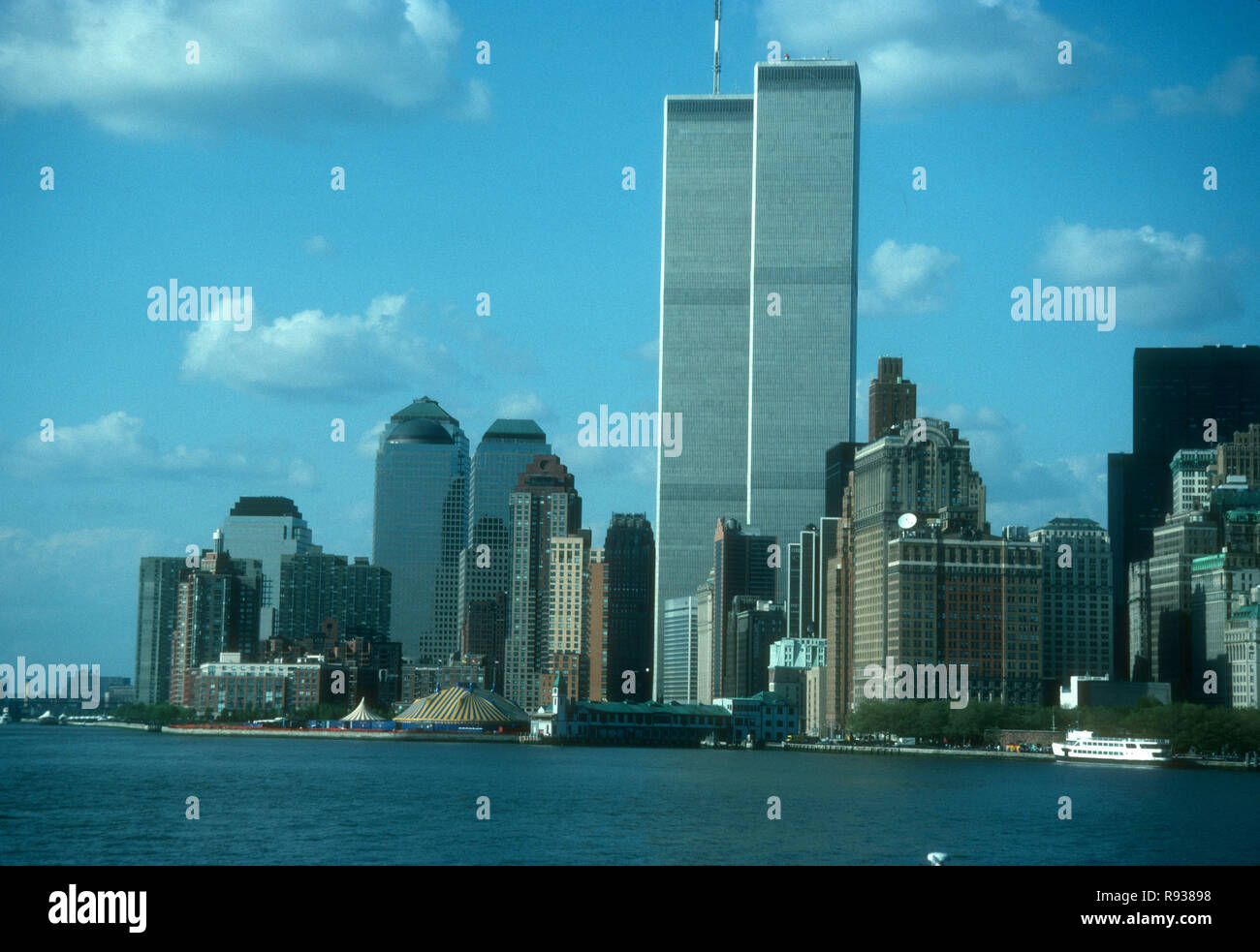 NEW YORK, NY - MAY 6: (EXCLUSIVE) A general view of the Twin Towers and NYC Skyline on May 6, 1993 in New York, New York. Photo by Barry King/Alamy Stock Photo Stock Photo