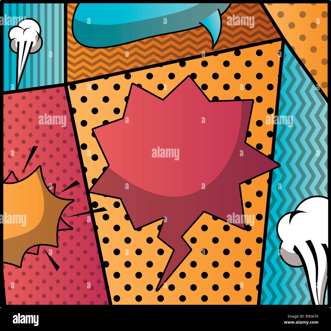 set of speech bubbles and expressions pop art background Stock Vector ...
