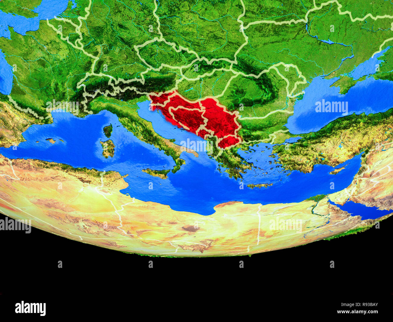 Former Yugoslavia From Space On Model Of Planet Earth With Country Borders 3d Illustration Elements Of This Image Furnished By Nasa Stock Photo Alamy