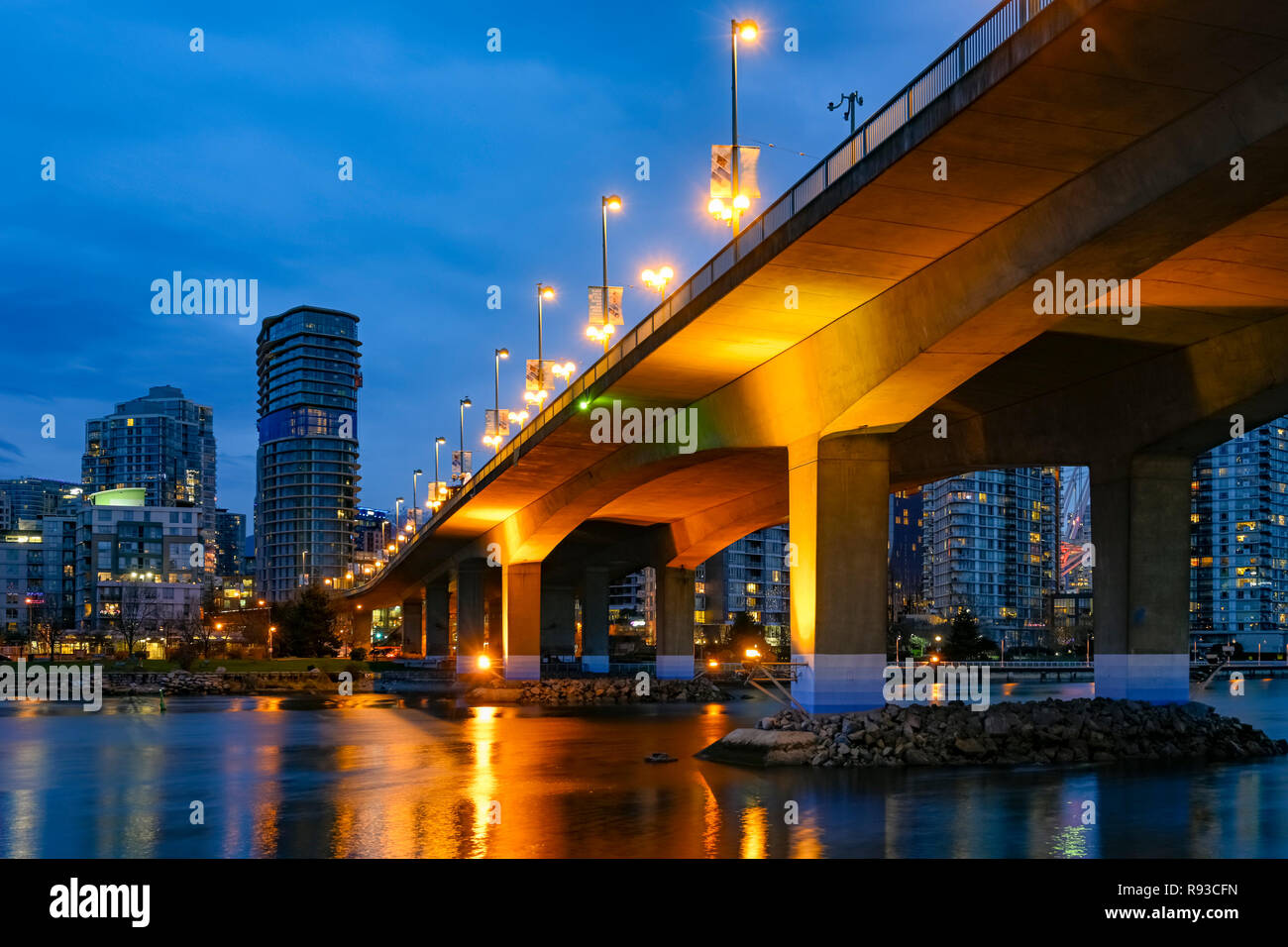 Cambie St Bridge, False Creek, Vancouver, British Columbia, Canada Stock Photo