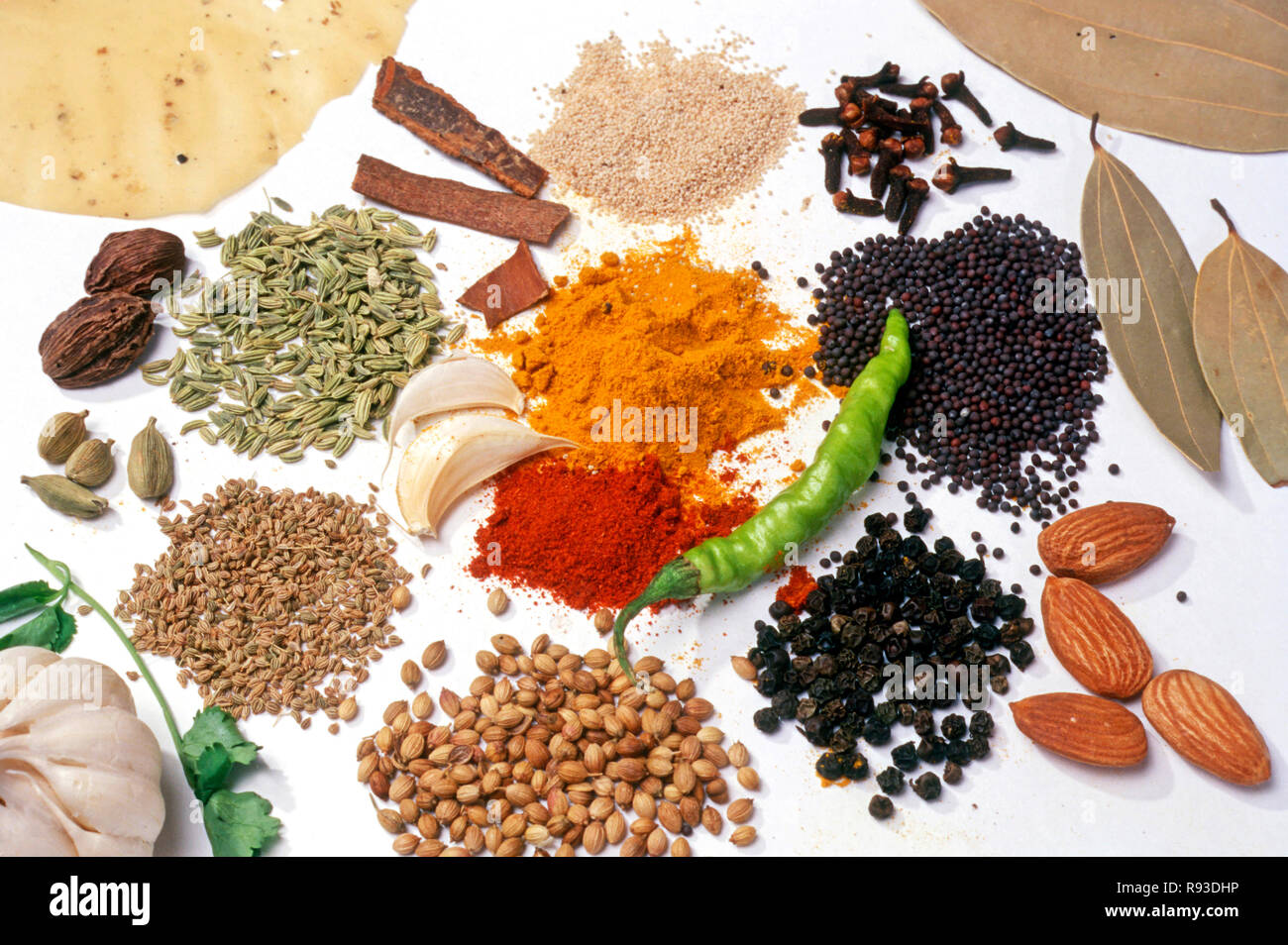 Indian spices herbs Stock Photo Alamy