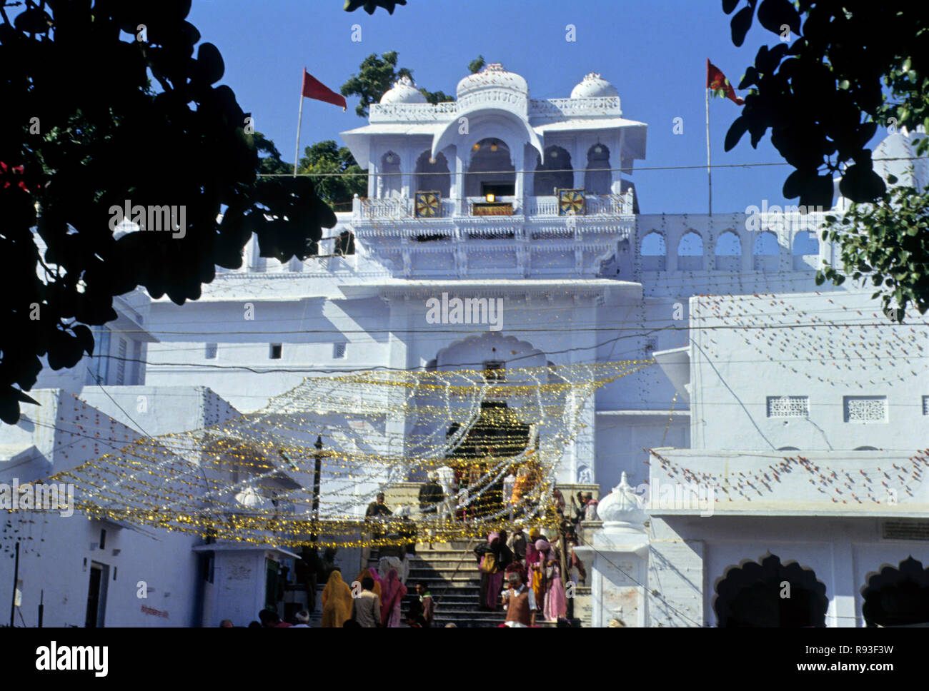 brahma temple steps leading to main entrance gate pushkar rajasthan india Stock Photo