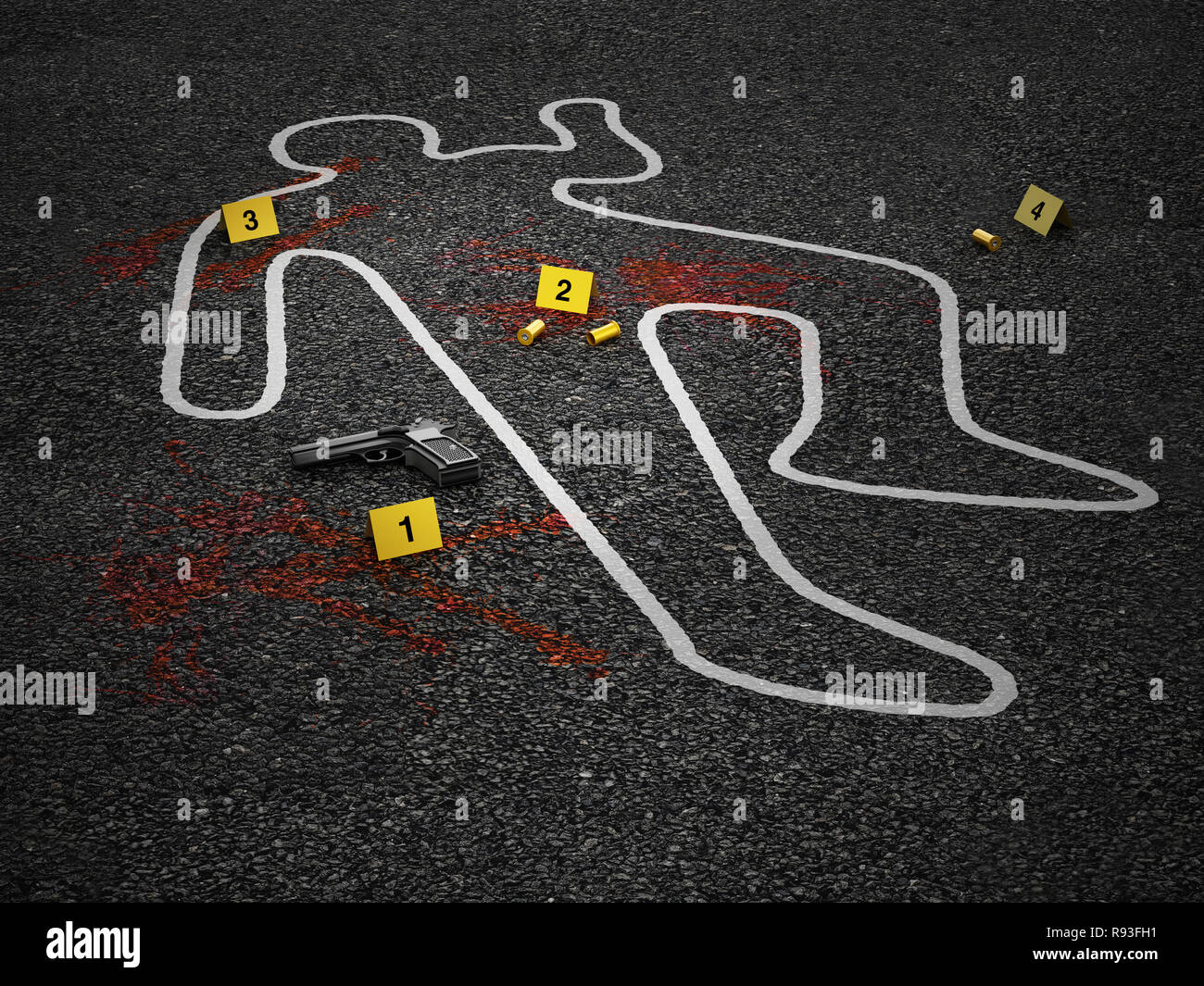 Crime Scene Evidence Markers Stock Photos & Crime Scene Evidence