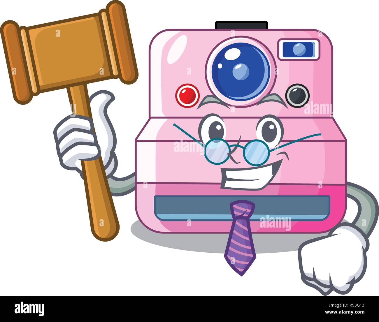 Judge instant camera isolated on a mascot Stock Vector