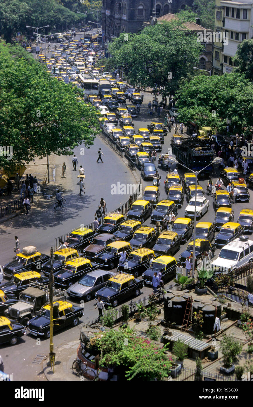 vehicles, Taxis yellow cab, bombay mumbai, maharashtra, india Stock Photo