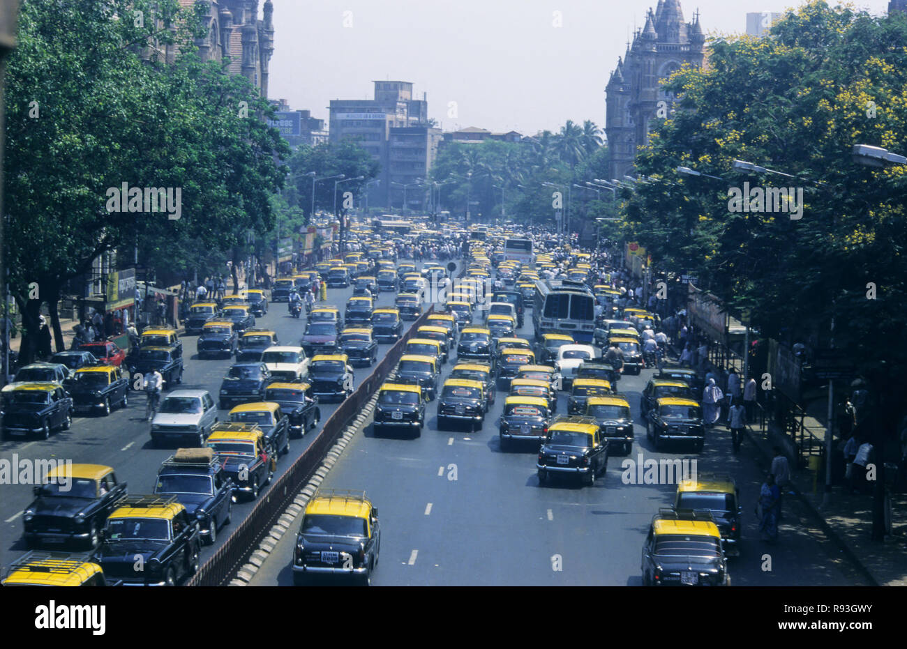 Taxis on street, bombay mumbai, maharashtra, india Stock Photo