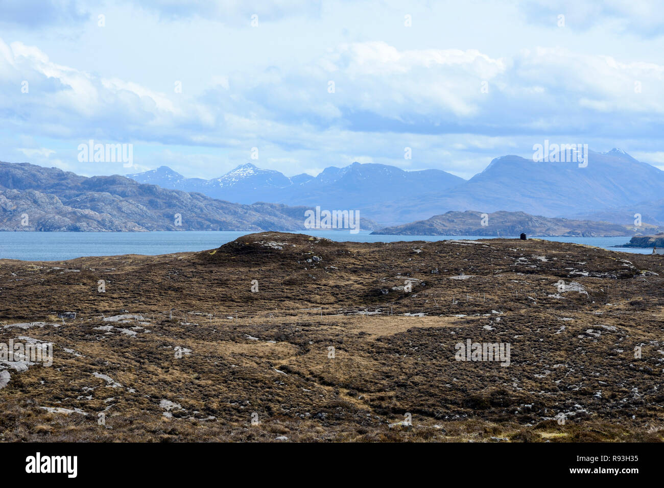 View towards Loch Torridon and the Torridon Mountains, Applecross Peninsula, Wester Ross, Highland Region, Scotland Stock Photo