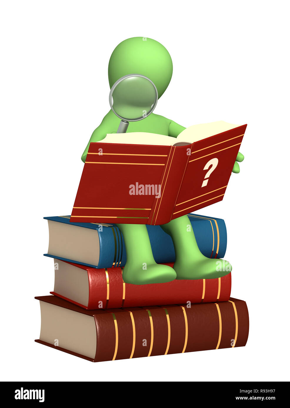 Puppet, reading the dictionary. Isolated over white Stock Photo Alamy