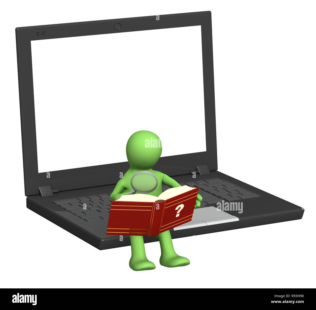 Puppet, reading the dictionary. Isolated over white Stock Photo Alamy