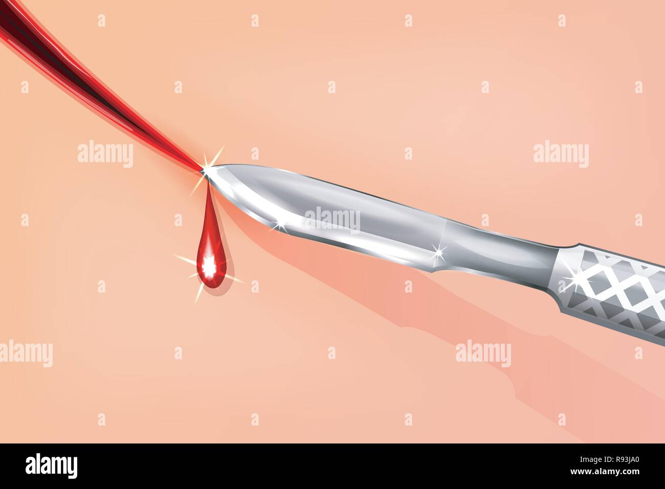 vector illustration of cutting with a scalpel the skin Stock Vector