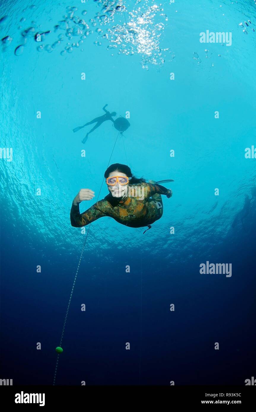 Freedivers, Mediterranean Sea, Kaş, Kas, Turkey Stock Photo