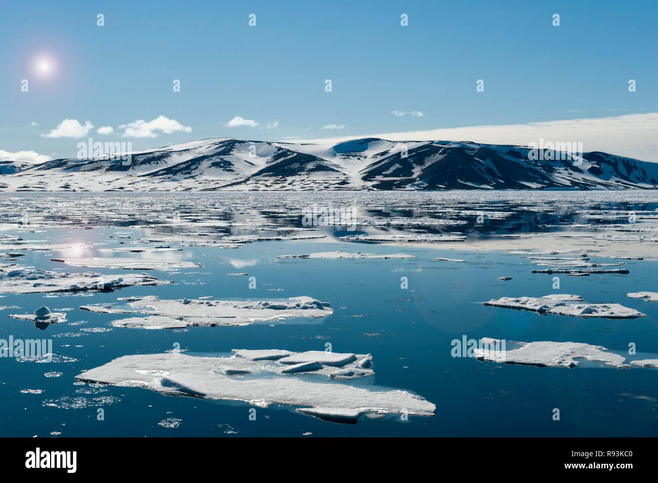 Ice floes, Hinlopen Strait, Svalbard Archipelago, Arctic Norway, Europe Stock Photo