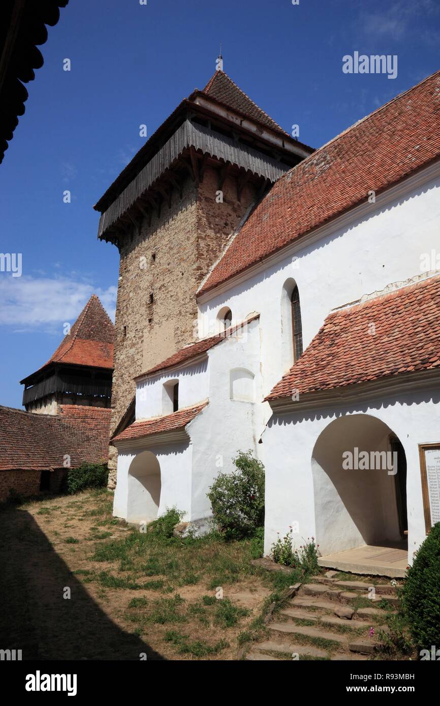 Courtyard of Viscri Fortified Church, UNESCO World Cultural Heritage Site, Viscri, Siebenbürgen, Romania Stock Photo