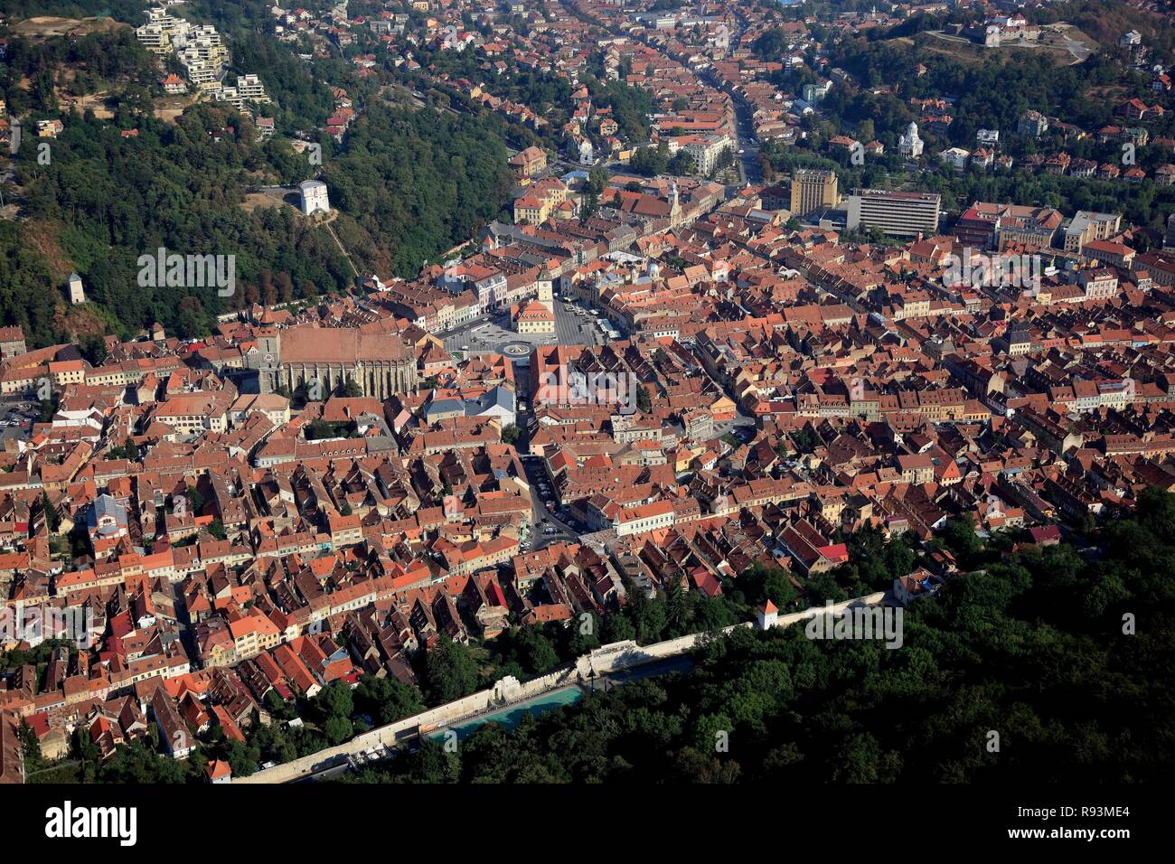 Townscape of Brasov, Braşov, Braşov County, Transylvania, Romania Stock Photo