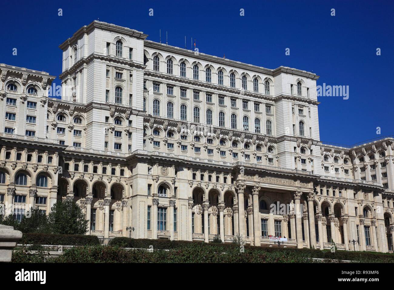 Palace of Parliament, Romanian Palatul Parlamentului or House of the People, Casa Poporului, Bukarest, Bucharest, București Stock Photo