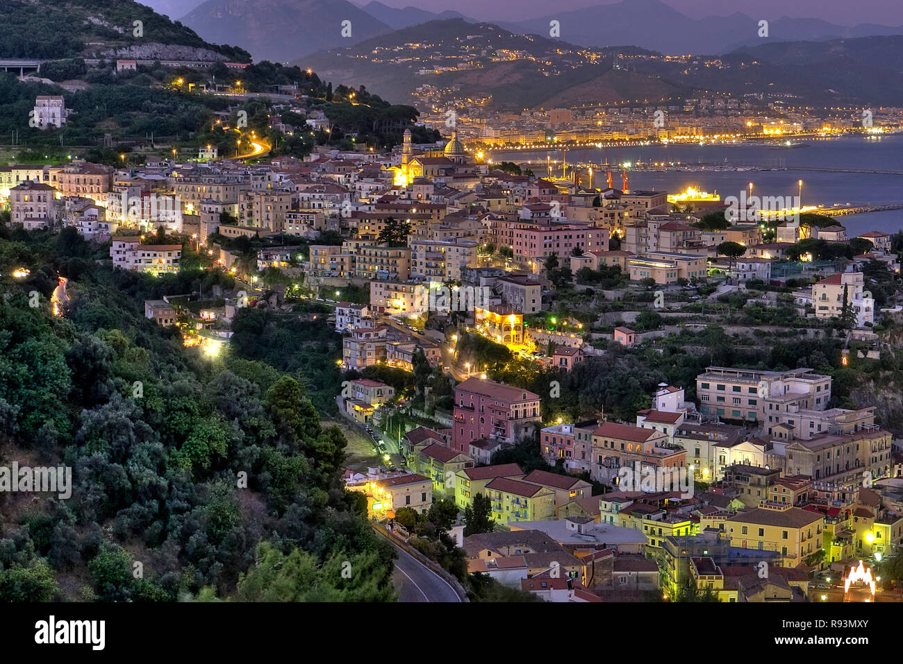 Vietri sul Mare village night view , at the eastern end of the Amalfi