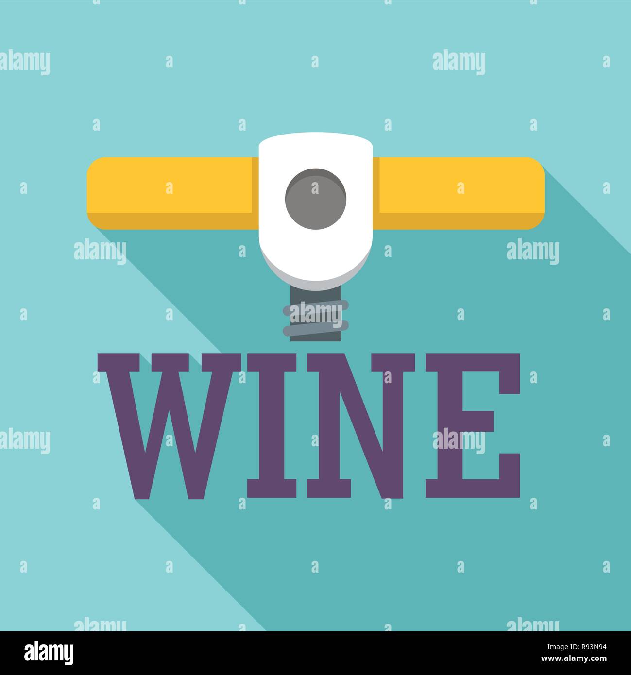 Wine corkscrew logo. Flat illustration of wine corkscrew vector logo