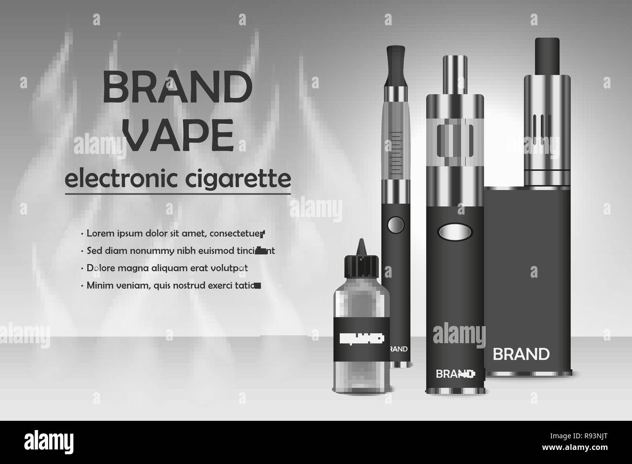 Vapor electronic cigarette concept background. Realistic illustration of vapor electronic cigarette vector concept background for web design Stock Vector
