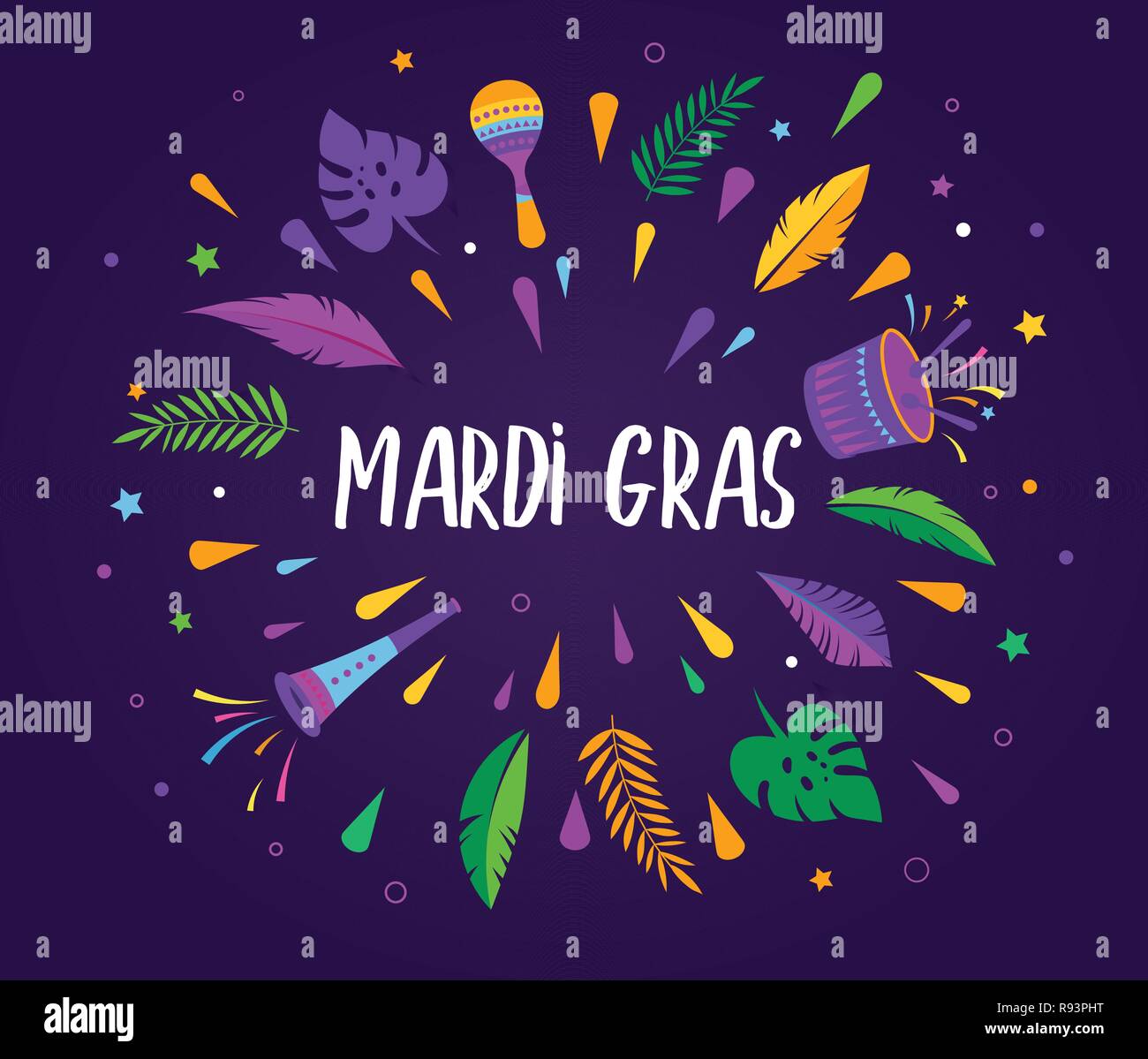 Mardi Gras Fat Tuesday Carnival celebration template Stock Vector