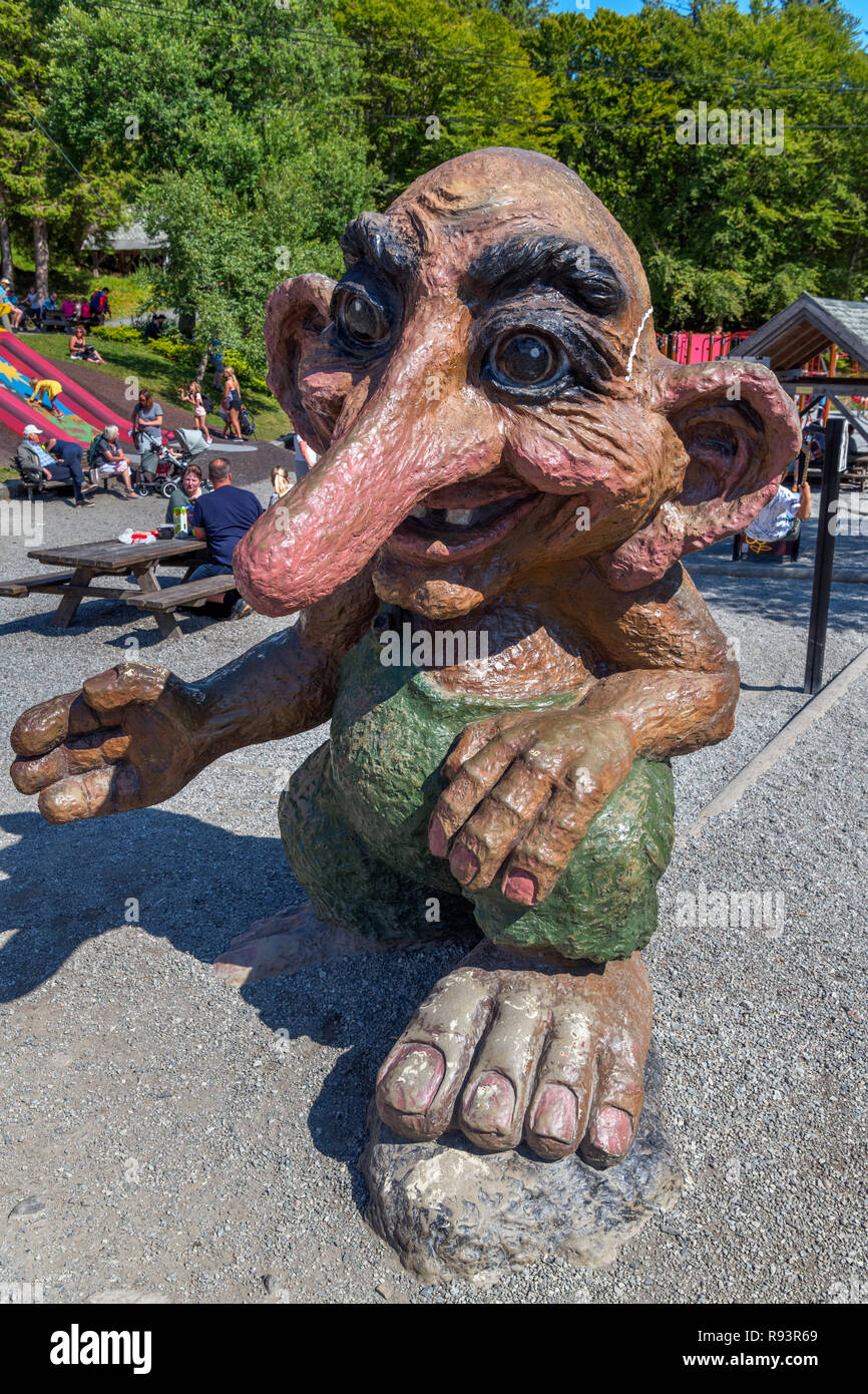 Troll at the Fløyfjellet viewpoint at the top of Mount Fløyen, Bergen, Westland, Norway Stock Photo