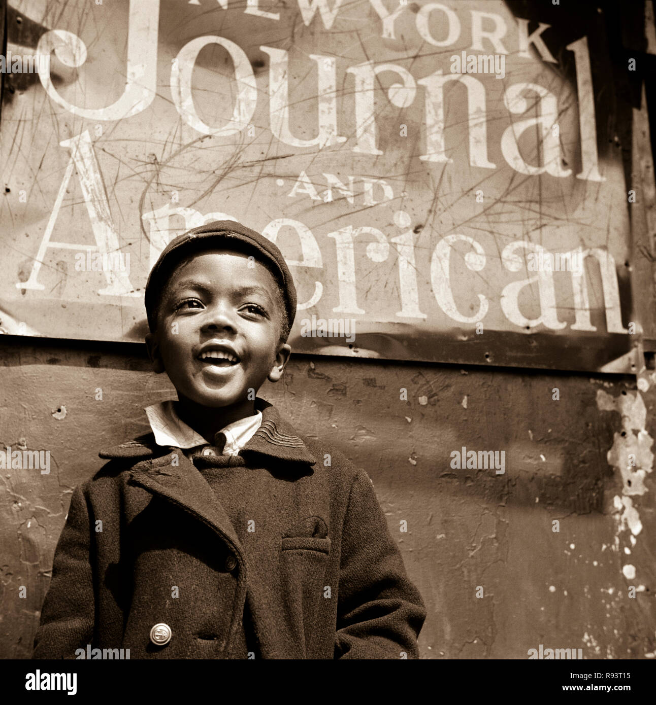 Harlem newsboy - New York, NY. Circa June 1943. Photograph by Gordon Parks/FSA  This archival print is available in the following sizes:  8' x 10'   $15.95 w/ FREE SHIPPING 11' x 14' $23.95 w/ FREE SHIPPING 16' x 20' $59.95 w/ FREE SHIPPING 20' x 24' $99.95 w/ FREE SHIPPING  * The American Photoarchive watermark will not appear on your print. Stock Photo