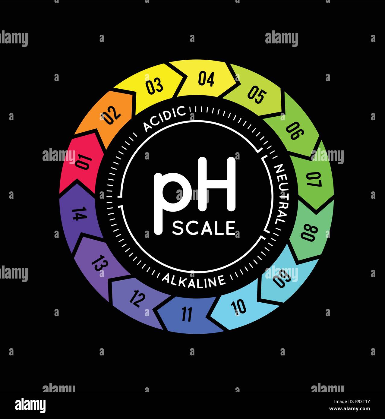 pH meter for measuring acid alkaline balance. infographics in the circle form with pH scale Stock Vector